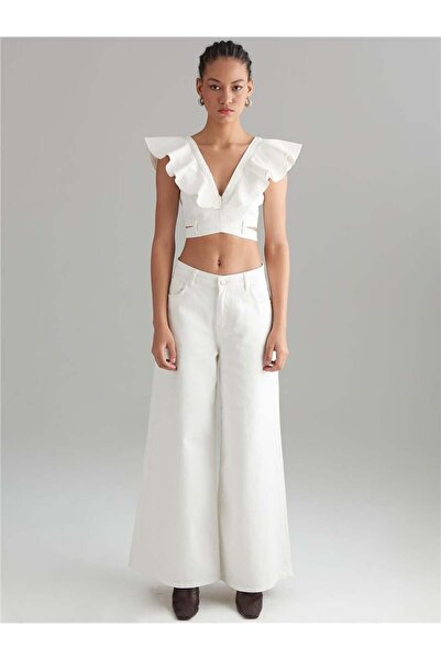 RİVUS White Jean Bustier - Frilly