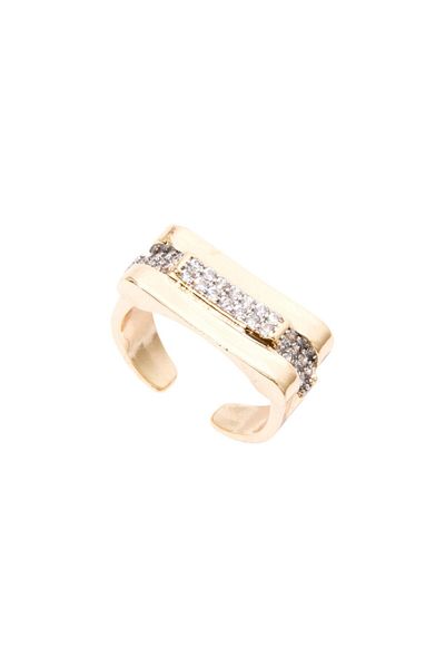 RİVUS Flat Cut Stripe Stone Ring - Gold