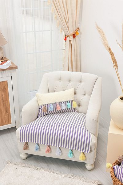 Aisha's Design Colorful Tufted Purple Striped Single Sofa Cover 75X90Cm,Ko-20T