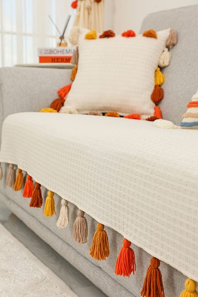 Aisha's Design غطاء أريكة كتان ملون مقاس 90 × 210، KO-21