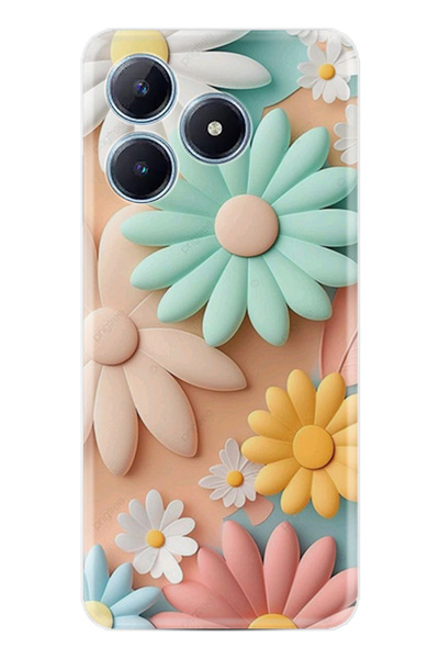 realme C61 Kılıf Boutique Baskılı Resimli Rengarenk Çiçek Pcode -059
