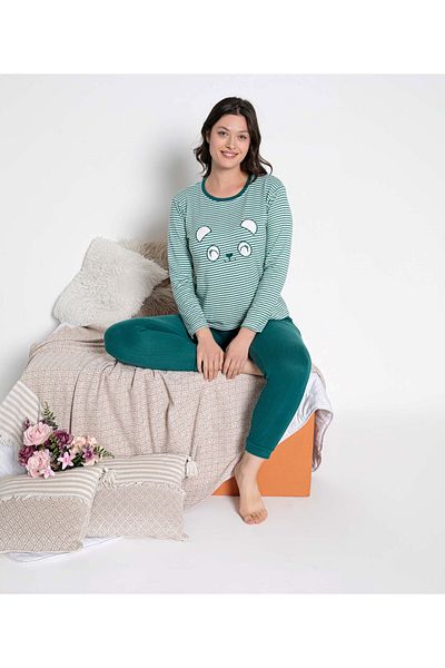 bie's Set de pijamale pentru femei, cu decolteu, fără nasturi, din țesătură termică de iarnă, cu manșetă la încheietură, cu mânecă lungă, cu buzunare