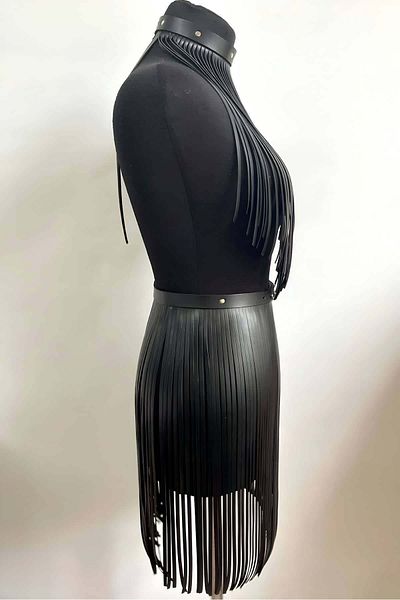 Angels Passion Set elegant cu fustă lungă cu ciucuri și bustieră