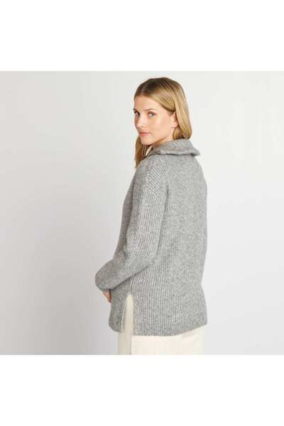 KIABI Maternity jumper with high zipped neck GREY