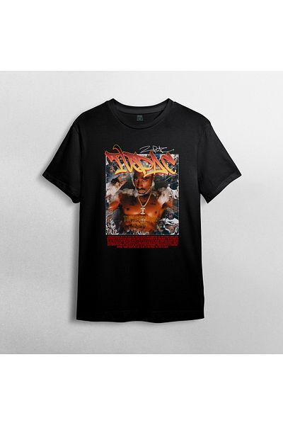 Pixxa TUPAC 2PAC Crew Neck 100% βαμβακερό T-Shirt - Μοντέλο 17