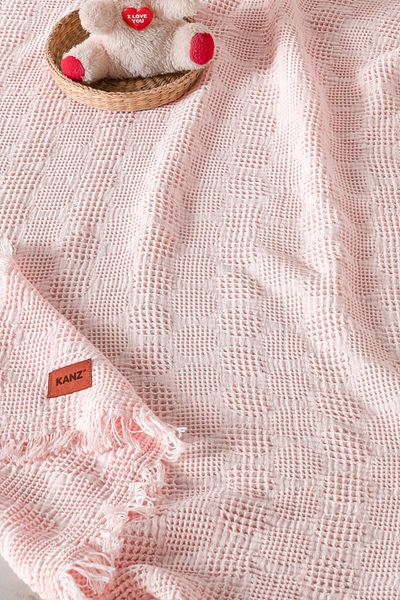 Kanz Melis Pink Baby Blanket - 100% Cotton, 90X120 Waffle Pike