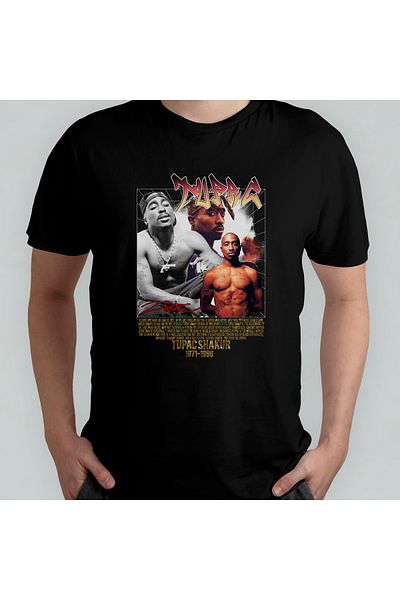 Pixxa TUPAC 2PAC Crew Neck 100% βαμβακερό T-shirt - Μοντέλο 16