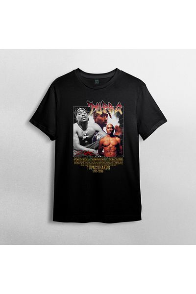 Pixxa TUPAC 2PAC Crew Neck 100% βαμβακερό T-shirt - Μοντέλο 16