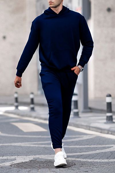 ruNadeS Men's Cotton Oversize Kangaroo Pocket Hooded Tracksuit Set - Casual
