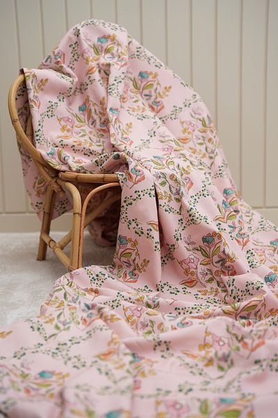 Tuğba Kuğu Printed Panama Fabric (100% Cotton) |   Drawing Flowers