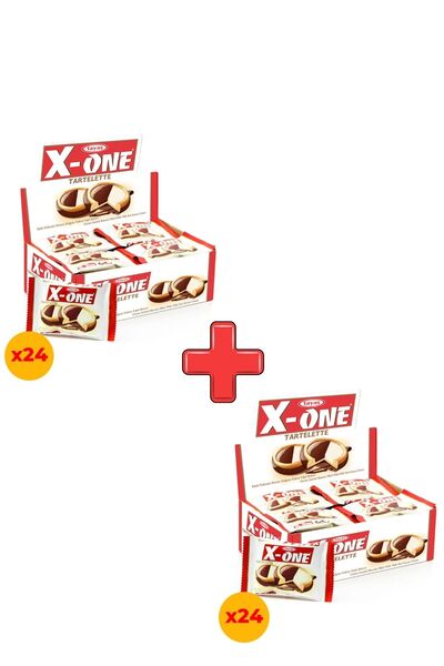 TAYAŞ Tayaş X-One Tartelette Milk Cocoa Cream Filled Covered Biscuits 20 Gr X 24 Pieces Boxed 2 Pack