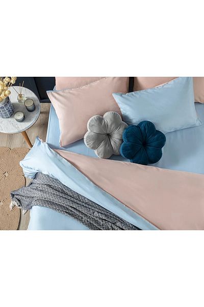 English Home Husă Plapumă Dublă Bumbac Uni 200x220 Cm Albastru - Pudra