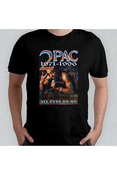 Pixxa TUPAC 2PAC 100% βαμβακερό μπλουζάκι με λαιμόκοψη μοντέλο 4