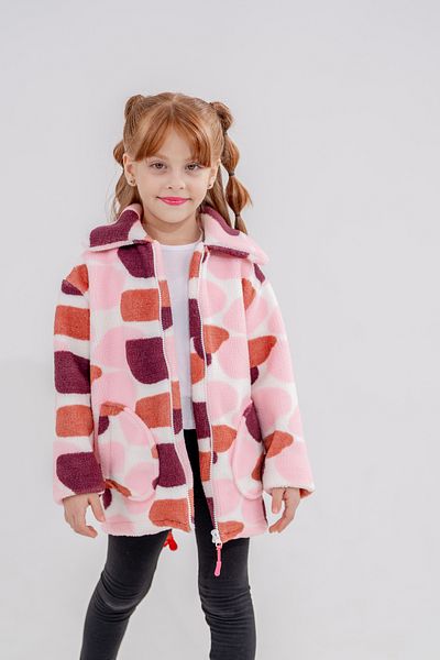 Eray Kids Cămașă pentru fete cu model mixt multicolor, cu fermoar, fleece
