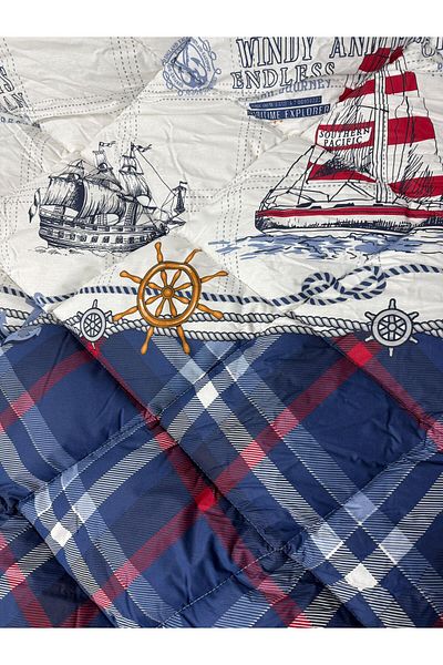 Clasy Cotton Ranforce 100% Quilt Blue Sailor Motif Children's Quilt Model