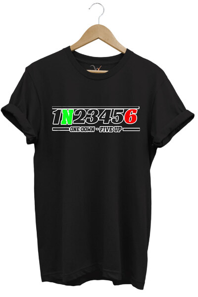 WİDİ Tricou imprimat cu viteze pentru motociclete - One Down/Five Up