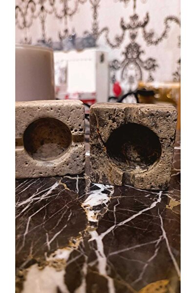 Marblecenter Traverten Kül Tablası Mermer 2 Adet