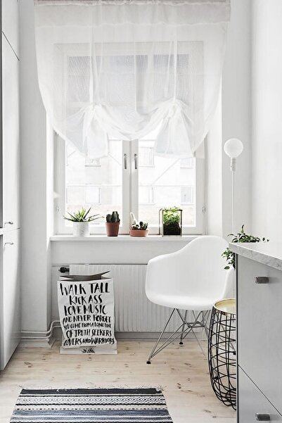 cotton maison Linen Tulle Curtain with Pot
