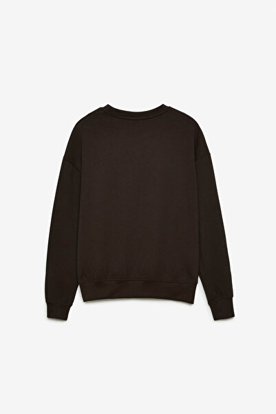 GRIMELANGE Дамски плетен кафяв суичър с обло деколте Marigona