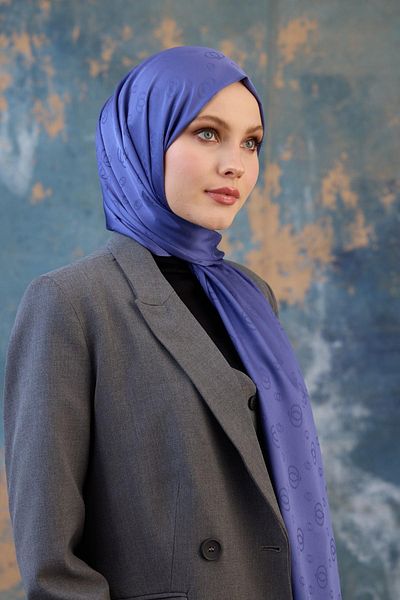 İpekhan Fall Winter Silky Jacquard Shawl Hercai 9018-10
