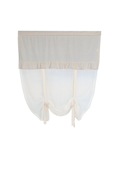 cotton maison Naturel Potlu Tül Perde Retro Krem Fırfırlı