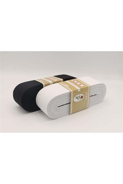 öz-iş Țesătură moale trandafir alb - picioare elastice, aur 5 cm, 10 mt