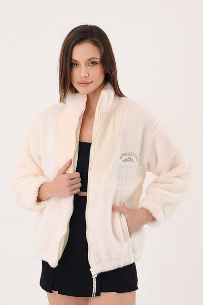 Hazel 5194 Women's Ecru Plush Coat