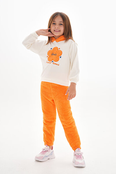 ROBA KIDS Set fete fleece - pluș, detaliu broderie, glugă RB-704
