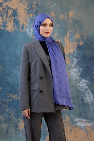 İpekhan Fall Winter Silky Jacquard Shawl Hercai 9018-10