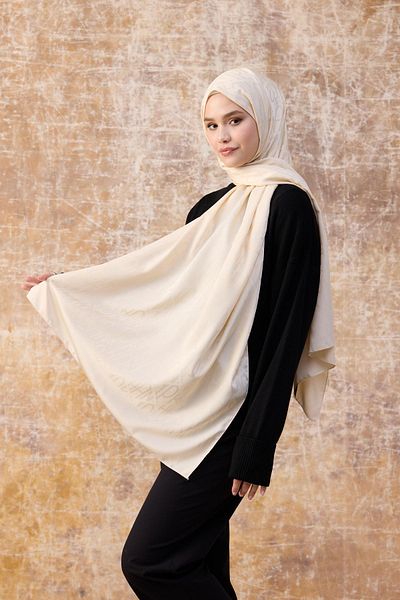 İpekhan Jacquard Beige 9020-26 - Φθινοπωρινό Χειμώνα Μεταξένιο Σάλι