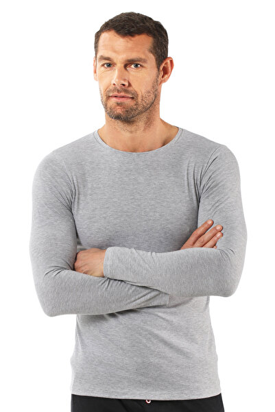 ÖZKAN underwear Özkan 0266 Men's Combed Lycra Cotton Round Neck Long Sleeve T-Shirt Undershirt