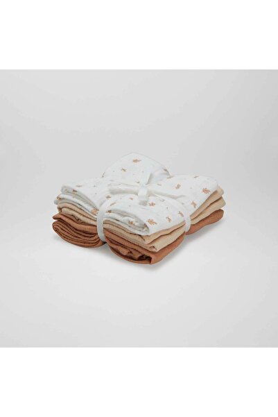 KIABI مجموعة من 3 مربعات من قماش الموسلين القطني باللون الأبيض