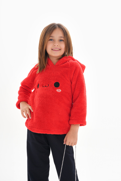 ROBA KIDS Φούτερ για κορίτσια με βελούδινη κουκούλα με κεντημένη τσάντα φούτε...