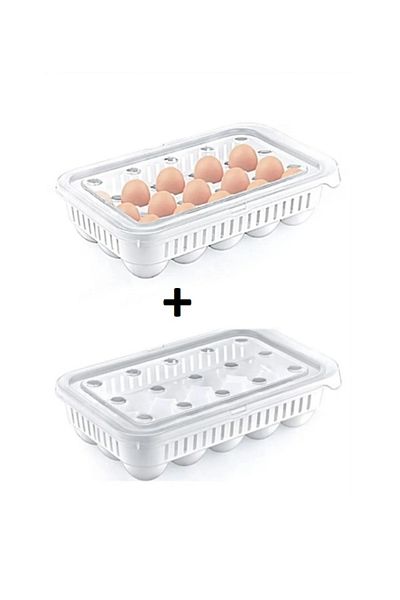 DEPOKON 2 Egg Storage Containers, 15 Pieces, Sterile Egg Cups, Egg Organizer with Lid