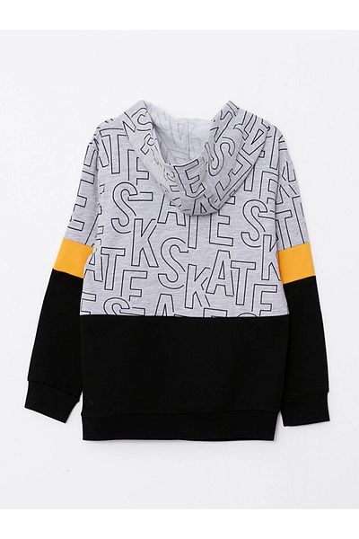 LC Waikiki Hanorac pentru băiat, cu mânecă lungă, imprimat cu glugă, LCW Kids