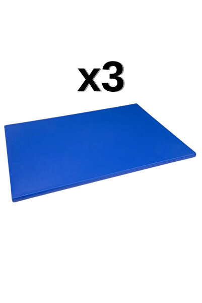 Türkay 3'lü 40x30x2 cm Mavi Polietilen Kesme Tahtası Kesim Levhası 4726