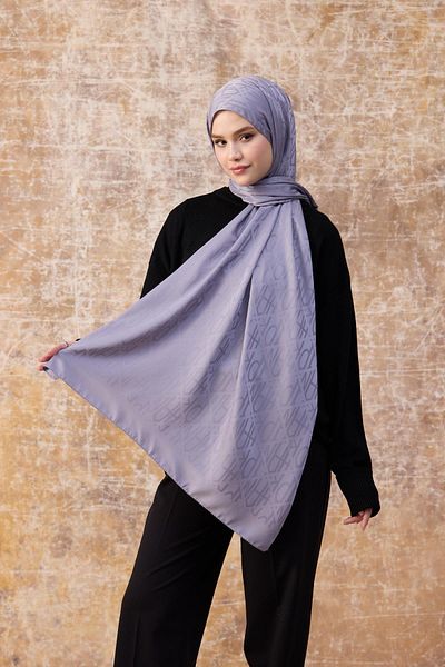 İpekhan Fall Winter Silky Jacquard Shawl Lilac 9020-01