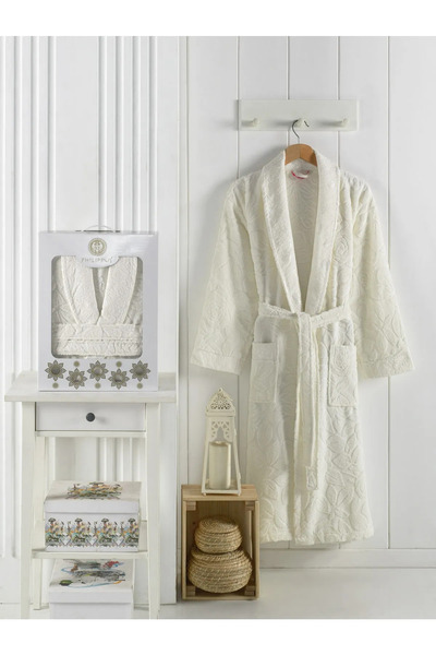 PHILIPPUS Asiya Bukle Şalyaka Bornoz Tek Kutulu Krem