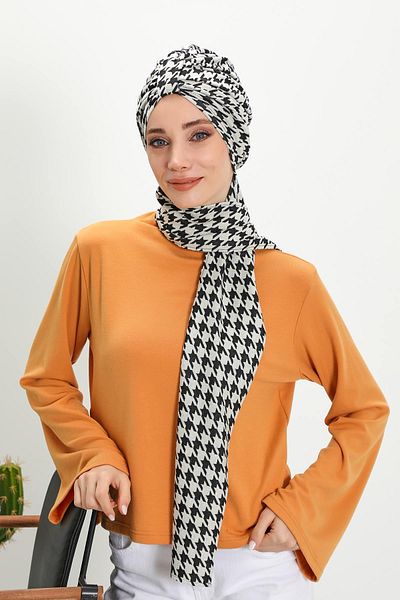 Aisha's Design عمامة بونيه منقوشة مع وشاح شتوي، b-80div