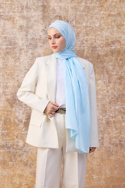 İpekhan Şal Jacquard Silky Baby Blue - Toamna Iarnă 9020-15