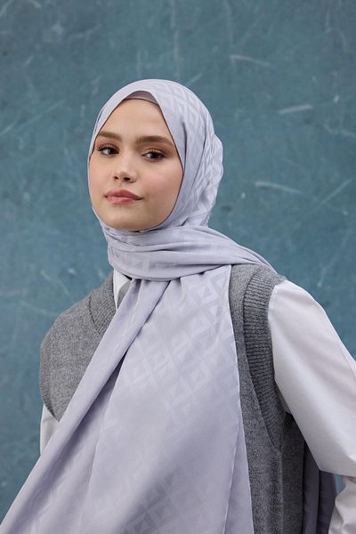 İpekhan Toamnă Iarnă Şal Jacquard Mătăsos Argintiu 9019-09