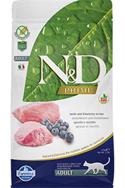 N&D ND Prime Tahılsız Kuzu Eti ve Yaban Mersinli Yetişkin Kedi Maması 1,5kg