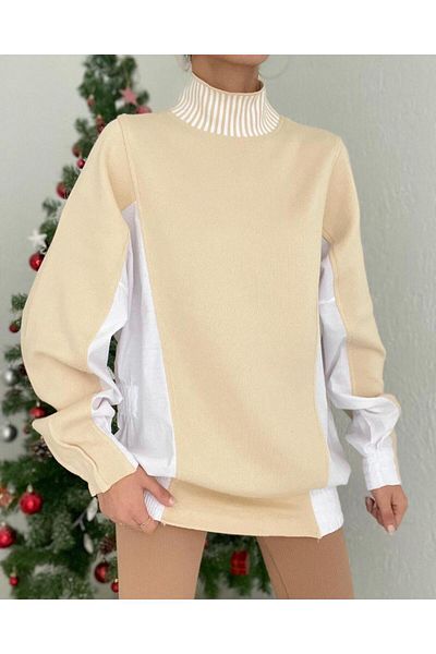 SHUGAA FEMEI PREMIUM SIDE POPLIN DESIGN HALF FISHERER PULOVER