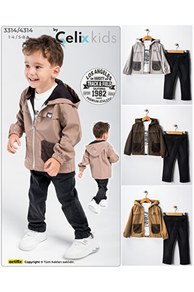 Çelix Kids Boys Autumn Los Angeles Hooded Raincoat Set of 3