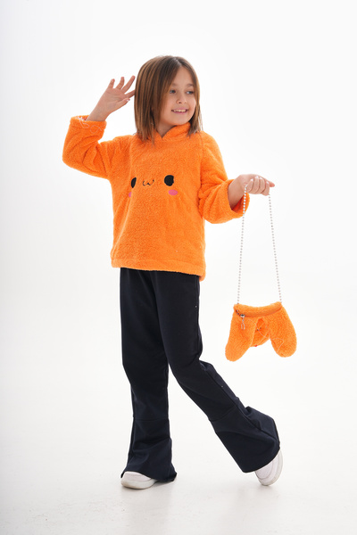 ROBA KIDS Φούτερ για κορίτσια με βελούδινη κουκούλα με κεντημένη τσάντα φούτε...