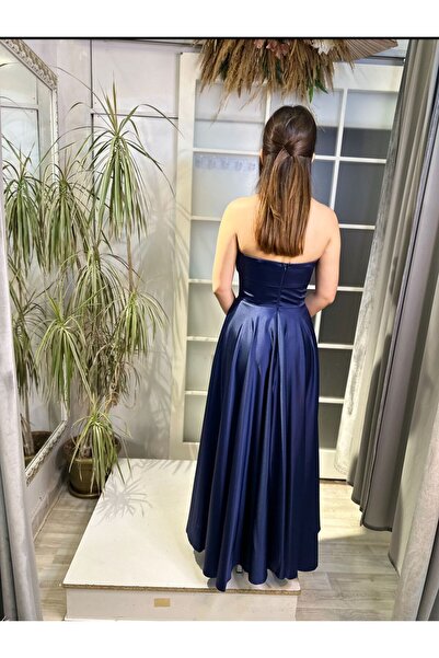 Abiye's STRAPLEZ MİDİ SATEN NİŞAN SÖZ İSTEME EVDEN ÇIKMA BEKARLIĞA VEDA BEYAZ NİKAH ELBİSESİ