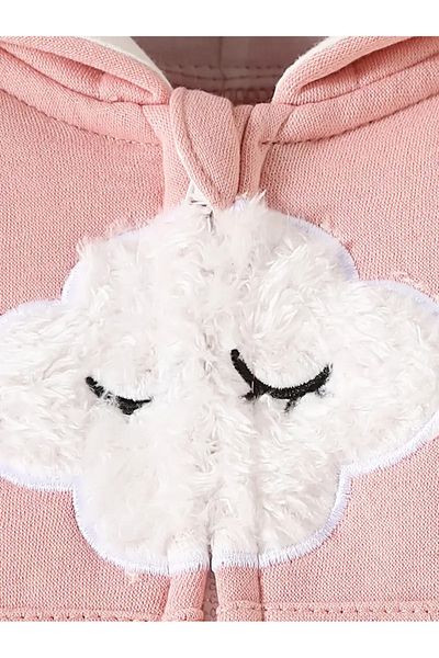 GlassySKY Rabbit Model Zippered Hooded Baby Jumpsuit with Ribbon Inside