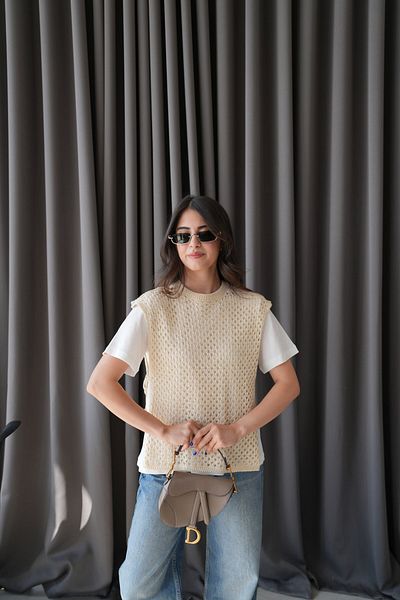Özge Özgenç Basic Knitwear Vest and T-Shirt Combo