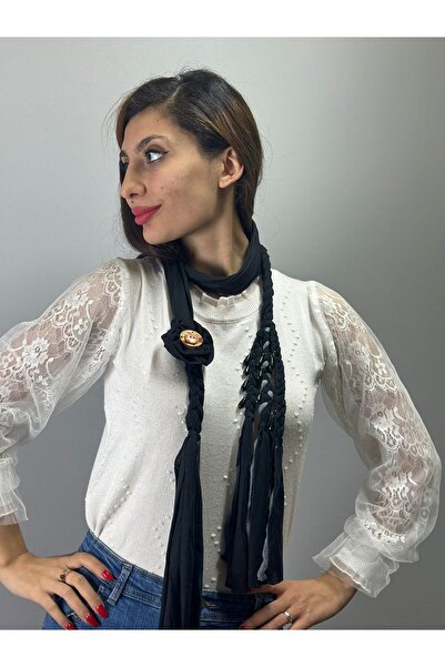 Gönülden Tasarım DESIGN BROȘE FLORI EșARFĂ FEMEI DIMENSIUNE ŞAL 180 CM