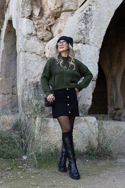 bytugcekaya Pulover cu textura moale Orjin de mărime standard kaki